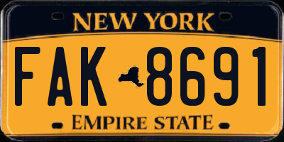 NY license plate FAK8691