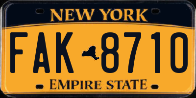 NY license plate FAK8710