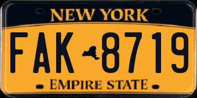 NY license plate FAK8719