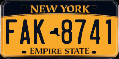 NY license plate FAK8741