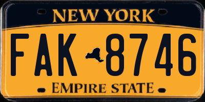 NY license plate FAK8746