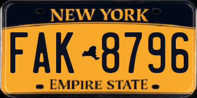 NY license plate FAK8796