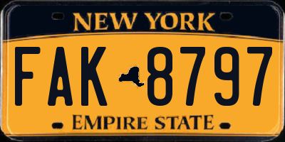 NY license plate FAK8797