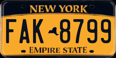 NY license plate FAK8799