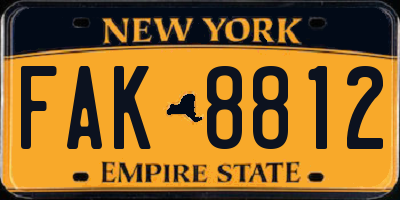 NY license plate FAK8812