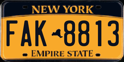 NY license plate FAK8813