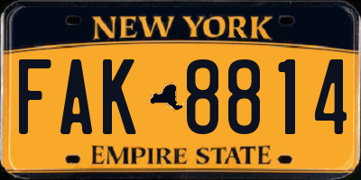 NY license plate FAK8814