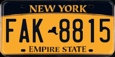 NY license plate FAK8815