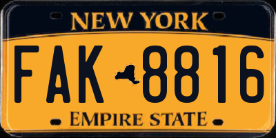 NY license plate FAK8816