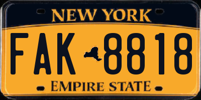 NY license plate FAK8818