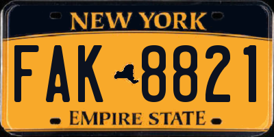 NY license plate FAK8821