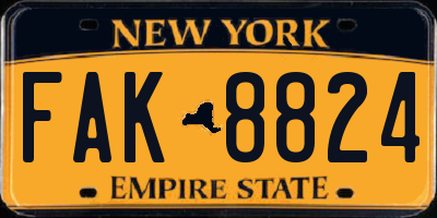 NY license plate FAK8824