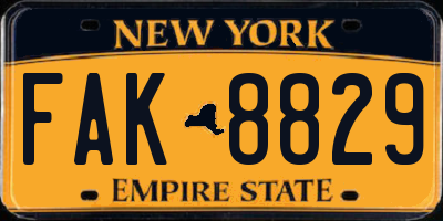 NY license plate FAK8829