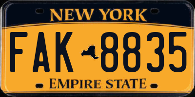 NY license plate FAK8835