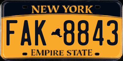 NY license plate FAK8843