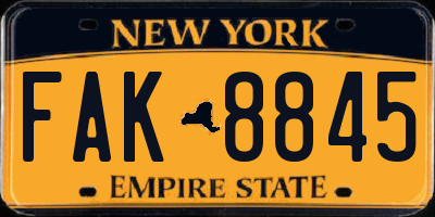 NY license plate FAK8845