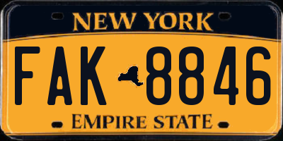 NY license plate FAK8846