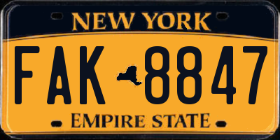 NY license plate FAK8847