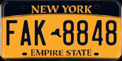 NY license plate FAK8848