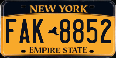 NY license plate FAK8852