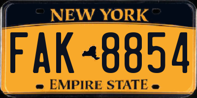 NY license plate FAK8854