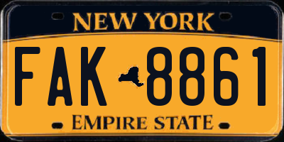 NY license plate FAK8861