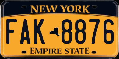 NY license plate FAK8876