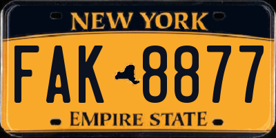 NY license plate FAK8877