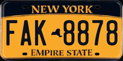 NY license plate FAK8878