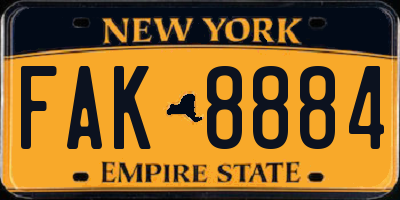 NY license plate FAK8884
