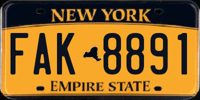 NY license plate FAK8891