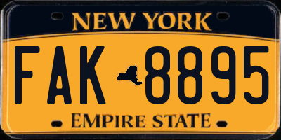 NY license plate FAK8895