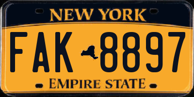 NY license plate FAK8897
