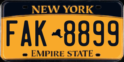 NY license plate FAK8899