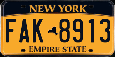 NY license plate FAK8913