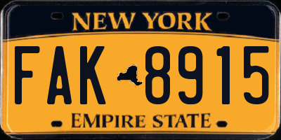 NY license plate FAK8915