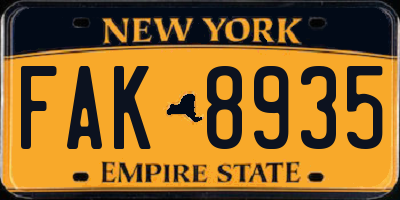 NY license plate FAK8935