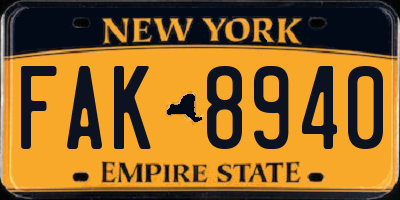 NY license plate FAK8940
