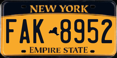 NY license plate FAK8952