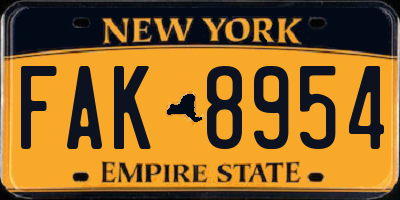 NY license plate FAK8954