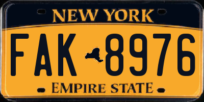 NY license plate FAK8976