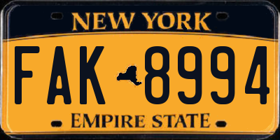 NY license plate FAK8994