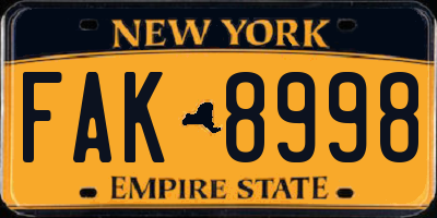 NY license plate FAK8998