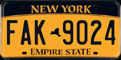 NY license plate FAK9024