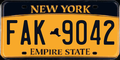 NY license plate FAK9042