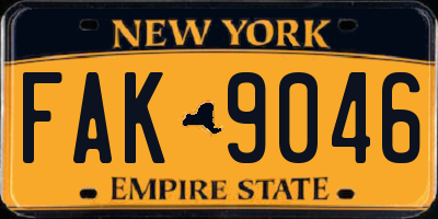 NY license plate FAK9046
