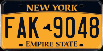 NY license plate FAK9048