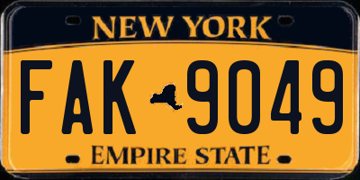 NY license plate FAK9049