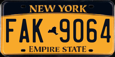 NY license plate FAK9064