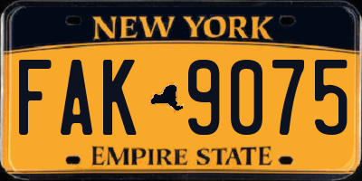 NY license plate FAK9075